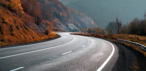 Highway in autumn mountains