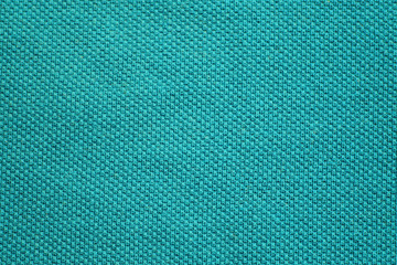 Wall Mural - Turquoise fabric texture background, azure blue color wallpaper. Grainy blue shade banner, blank cotton cloth material design, empty seamless texture