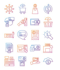 Canvas Print - bundle of Payment online set icons