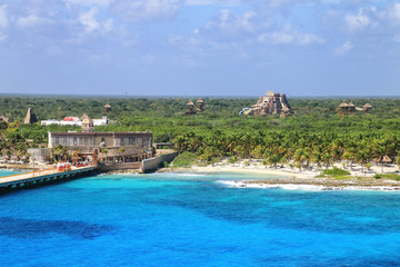 Wall Mural - Cruise ship terminal in Mahahual village, Costa Maya, Mexico