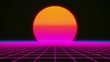 © Dmitry - Retro 80s style grid sun stars old tv screen background. 3d rendering