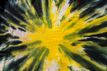 Yellow, Green, Black Abstract Handmade Psychedelic Tie Dye Design Pattern.