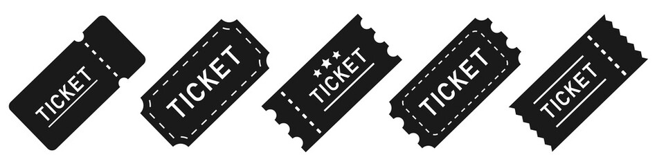 Ticket simple icon set. Vector illustration