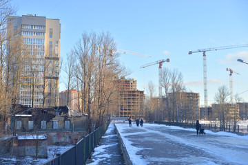 Poster - Rybatsky bridge over the Slavyanka river.