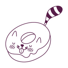 Poster - cute food donut shaped cat sweet dessert kawaii cartoon isolated design line style