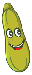 Wall Mural - Smiling zucchini, illustration, vector on white background