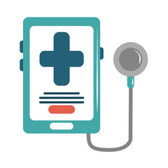 Poster - online doctor smartphone diagnostic medical care flat style icon