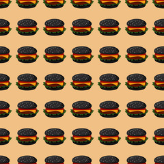 Poster - Black  burger pattern, illustration, vector on white background