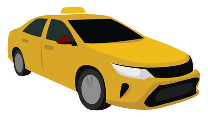 Canvas Print - Yellow taxi, illustration, vector on white background