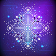 Wall Mural - Vector abstract illustration. Geometric pattern. Purple background. 