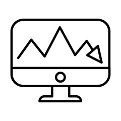 Poster - desktop with arrow statistics line style icon