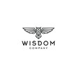 hipster owl logo line linear style vintage thin outline