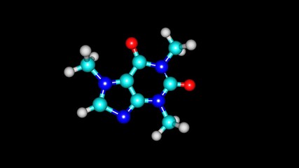 Poster - Caffeine molecule rotating video full HD