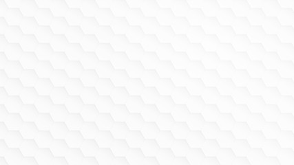White and light gray hexagon pattern on white. Simple abstract modern background in 4k resolution.