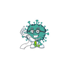 Wall Mural - cartoon character of critical coronavirus holding menu on his hand