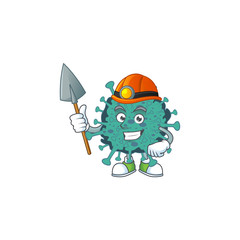 Wall Mural - Cool miner worker of critical coronavirus cartoon design concept