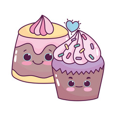 Wall Mural - cute food cupcake and jelly sweet dessert pastry cartoon isolated design