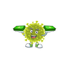 Sticker - happy rich global coronavirus outbreak character with money on hands