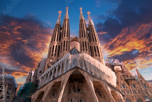 Plakat Sagrada Familia w Barcelonie, Hiszpania