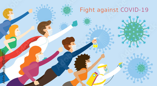 Photographie People and Doctor be Superheroes to Fight Against Covid-19, Coronavirus