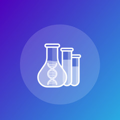 Sticker - biotechnology icon with lab test tubes