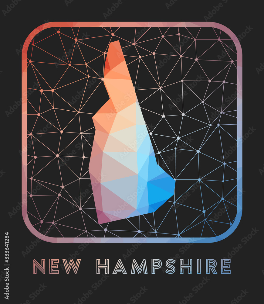 New Hampshire map design. Vector low poly map of the US state. New ...