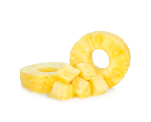 Wall Mural - Fresh pineapple fruits, ring pineapple isolated on white background.