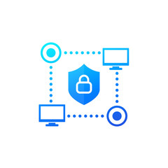 Wall Mural - computer network, cyber security icon for web