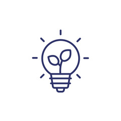 Sticker - light bulb and plant line icon