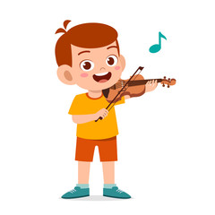 Wall Mural - happy cute little kid boy play violin