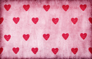 Wall Mural - Red abstract background with hearts.