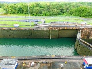 Wall Mural - View of Panama Canal from cruise ship