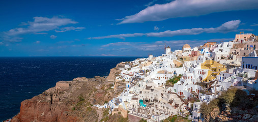 Oia town cityscape at Santorini island in Greece