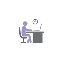 Businessman and computer related icon on background for graphic and web design. Creative illustration concept symbol for web or mobile app