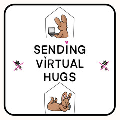 Wall Mural - Sending virtual easter hug corona virus crisis banner. Viral pandemic company support message. Defeat covid 19 stay home infographic. Social media heart banner. Outreach motivation together concept 