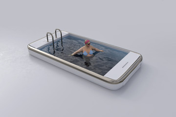 Wall Mural - water pool in a smartphone