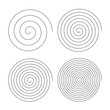 Set of line in circle form. Single thin line spiral goes to edge of canvas. Vector illustration