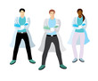© Александра Смыкалова - vector illustration of doctors of different races, the fight against coronavirus, medicine, covid-19