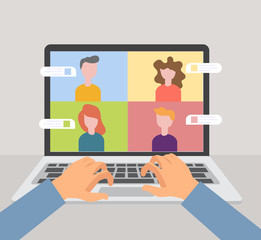 Wall Mural - smart working and video conference, vector illustration
