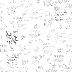 Seamless abstract text pattern. Handwritten font on a white background. Ink on paper