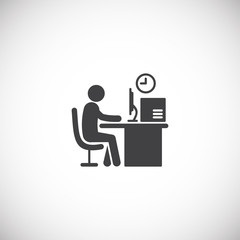 Businessman and computer related icon on background for graphic and web design. Creative illustration concept symbol for web or mobile app