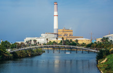View Of A Chimney And Buildings Of Reading Power Station In Tel Aviv, Israel