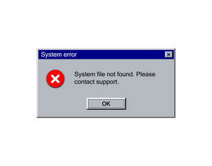 old error window, abstract alert interface element in vintage style with red icon and ok button. cla