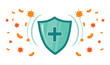 Immune system vector icon logo. Health bacteria virus protection. Medical prevention human germ. Healthy shield