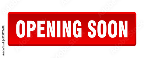 Fotografía opening soon button. opening soon square red push button