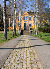 Crimmitschau / Germany: The primary school in Frankenhausen, a district of the small Saxon city, in the March sun