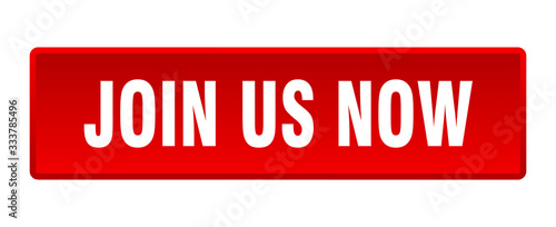 Fotomural join us now button. join us now square red push button