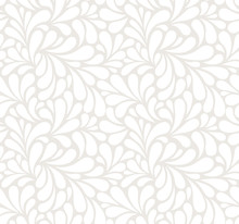 Vector Seamless Beige Pattern With White Drops. Monochrome Abstract Floral Background.