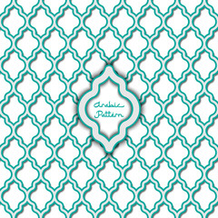 Wall Mural - Geometric Arabic pattern with blue outline and shadow style