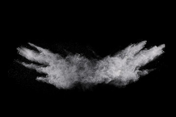 Canvas Print - white powder explosion on black background. colored cloud. colorful dust explode. paint holi.
